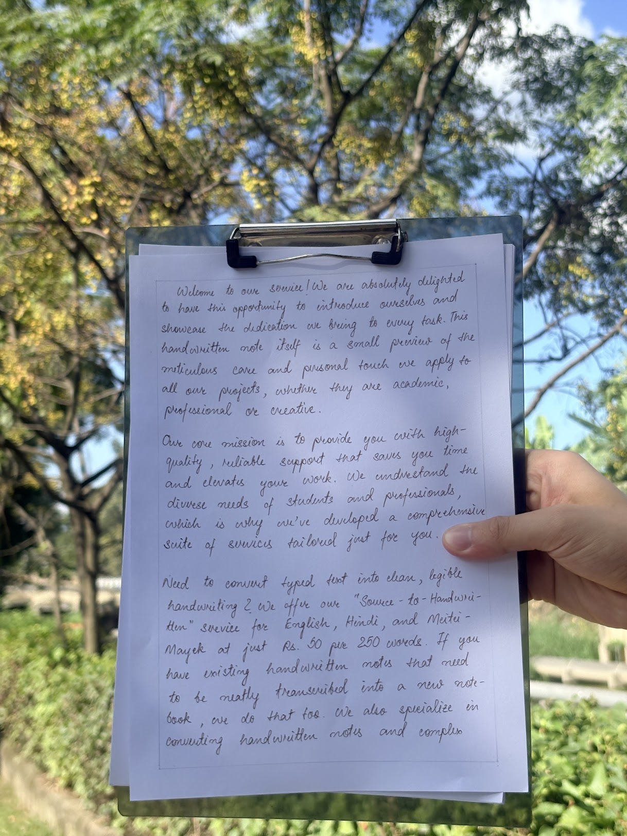 Neat handwritten notes